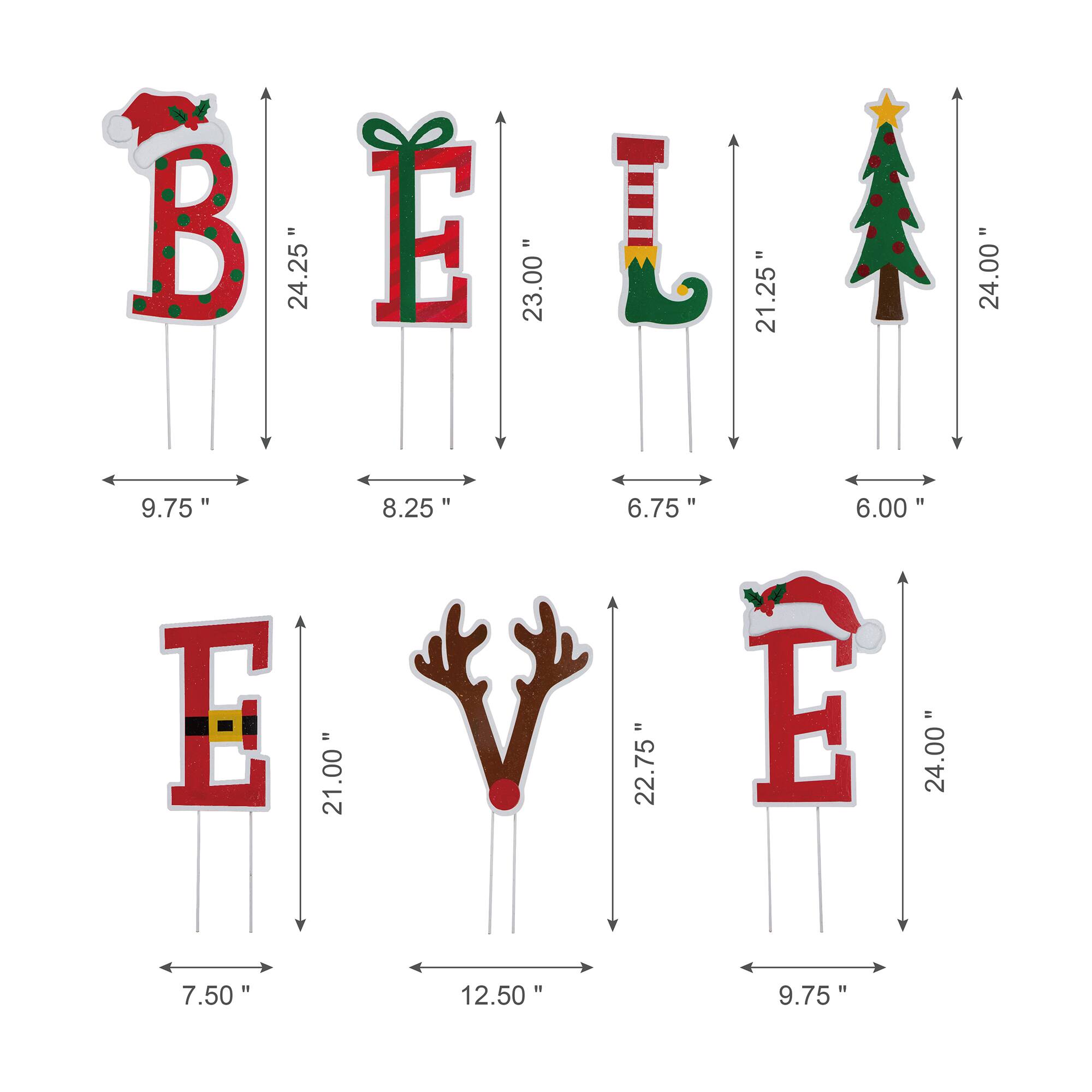 Glitzhome® 23" Metal Believe Yard Stake Set